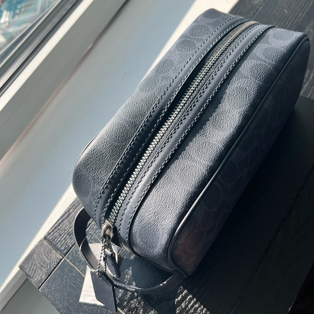Leather COACH Signature Denim Midnight Navy Travel Bag - Picture 2 of 3